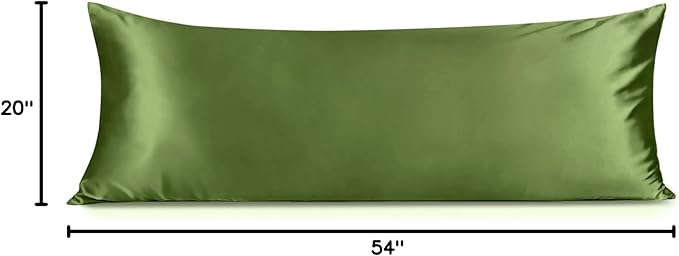 INFIIXSO Body Pillow Cover with Zipper, Luxury Mulberry Silk Body Pillow Case 20x54 Inches, Ultra Smooth and Soft Cooling Long Pillowcase, Gift for Women, Men(Cedar Green) - Bloomnest