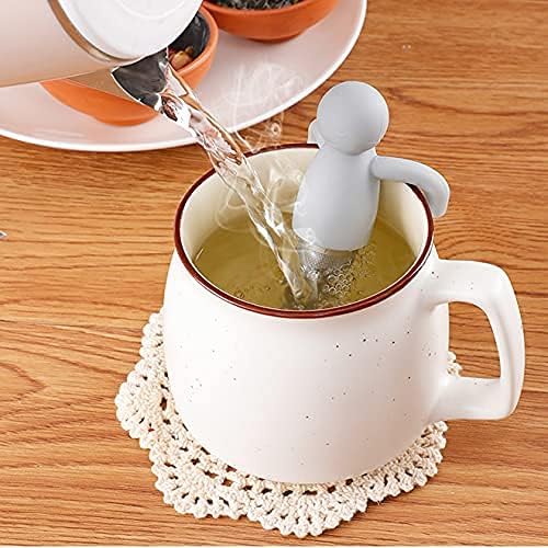 Leden Tea Infuser for Loose Leaf Tea Cute Tea Strainer Ball Stainless Steel Extra Fine Mesh Tea Steeper Filter for Cup Mug Silicone Handle Grey - Bloomnest