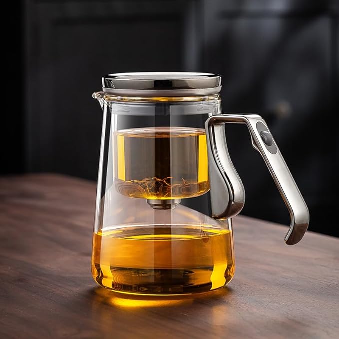 YJX Magnetic Glass Teapot, 25.4oz Small Enchanted Brewing Tea Pot, Witchcraft Magic Borosilicate Tea Set with Strainer for Loose Leaf or Herbal, Exquisite Kettle Gift for Tea Lovers(Silver) - Bloomnest
