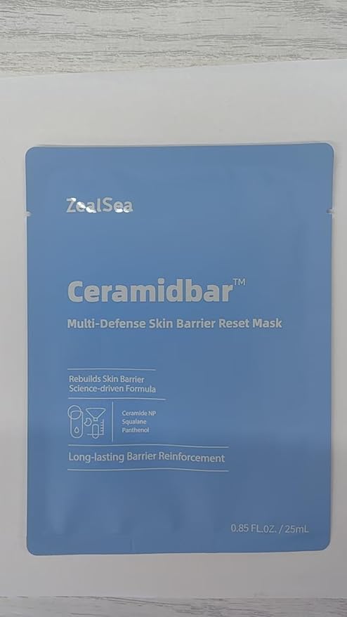Ceramidbar Face Masks Skincare Set, ZealSea Derm Solution Sheet Mask for Multi-Trigger Sensitivity, Soothing & Calming, Strengthen & Restore Skin, Facial Mask with Cica & Ceramide, 10 Pack - Bloomnest