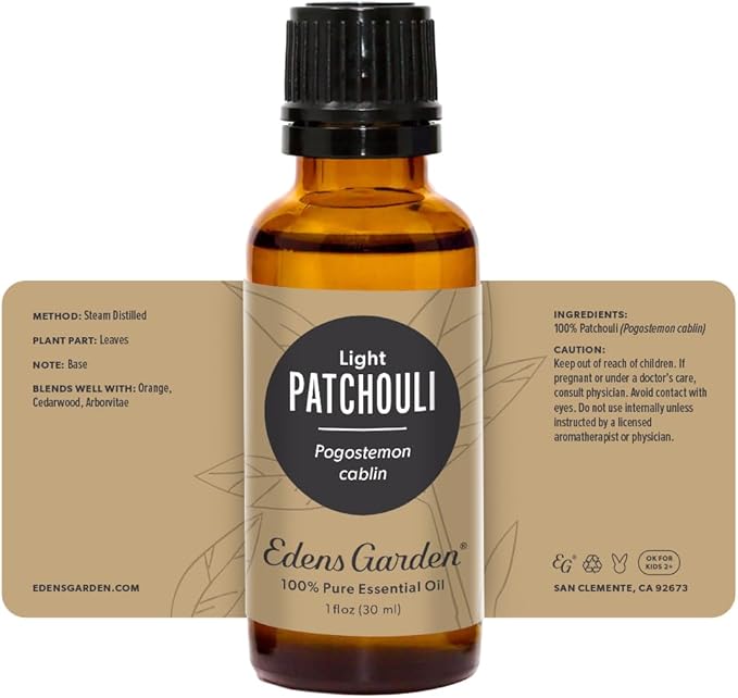 Edens Garden Patchoul- Light Essential Oil- 100% Pure Premium Grade, Undiluted, Natural, Therapeutic, Aromatherapy, The Best for Diffuser, Skin, Face, Hair 30 ml (1 fl oz) - Bloomnest