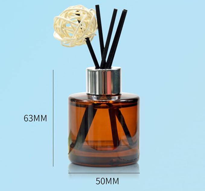 2 Pcs Empty Glass Aromatherapy Diffuser Bottles Essential Oils Containers Flower Bud Vases DIY Replacement Aromatherapy Diffuser Crafts Perfect for Home Fragrance Bathroom Decoration(Amber) Bloomnest