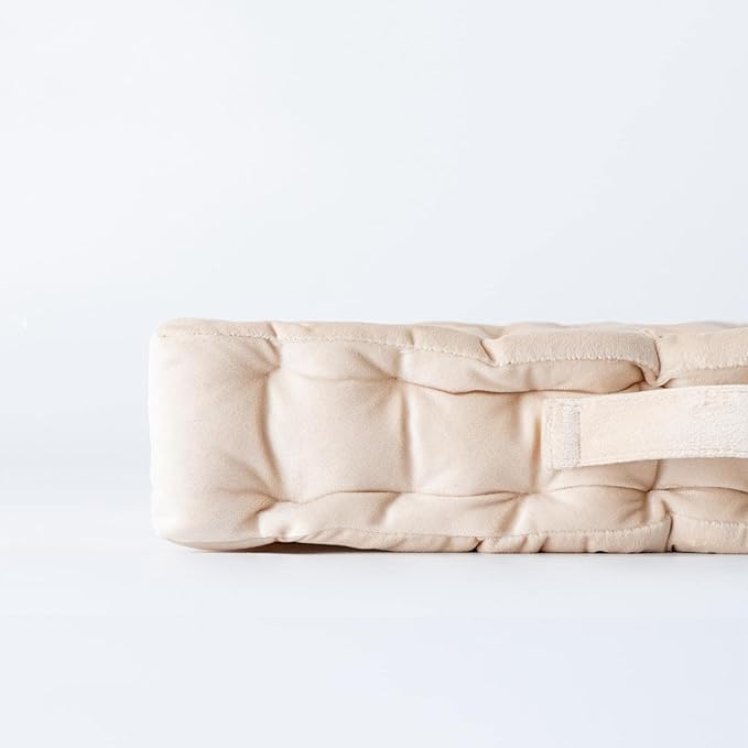 Square Floor Cushion, 15" Soft Velvet Floor Seating Pillow Cushion with Handle Thicken Decorative Floor Pillow Cushion for Yoga Living Room Balcony Outdoor Bedroom Tatami, Beige - Bloomnest