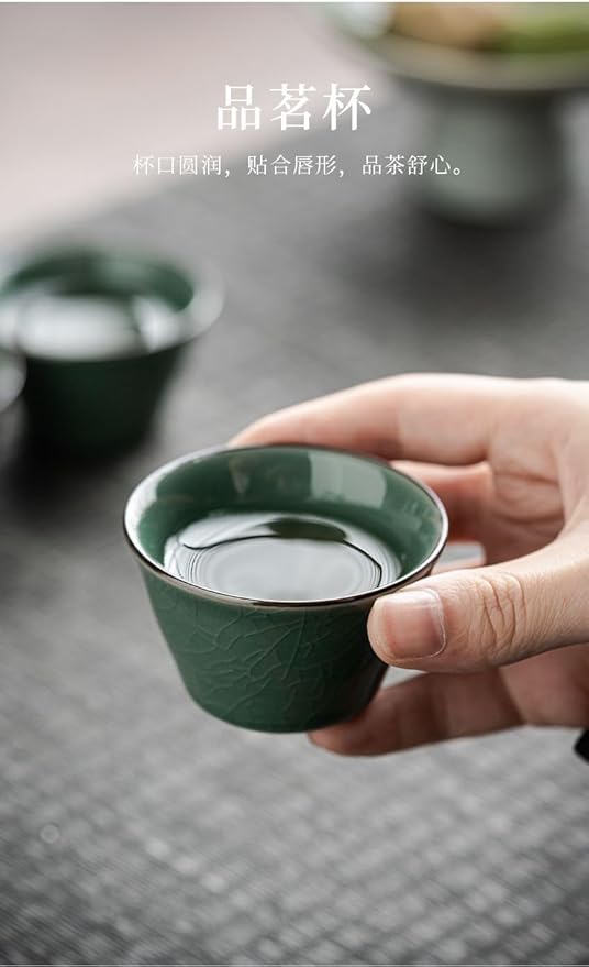 Chinese Gongfu Tea Gift Set Service Automatic Handmade Stone-Mill Design Porcelain Tea Pot 6 Cups Japanese Kung Fu Tea for Adults Men Women Tea Ceremony Party Home Office Decor - Bloomnest