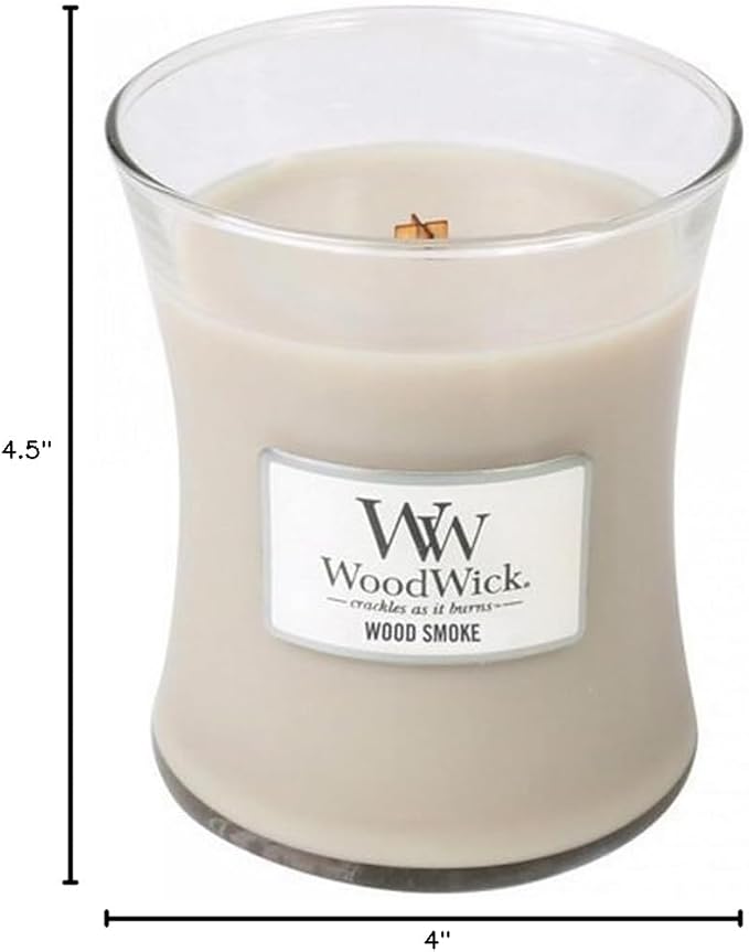 WoodWick Wood Smoke Hourglass Candle 9.7 oz. Medium Fall Candle with Crackling Wick for Smooth Burn Aromatherapy Soy Wax Blend - Bloomnest