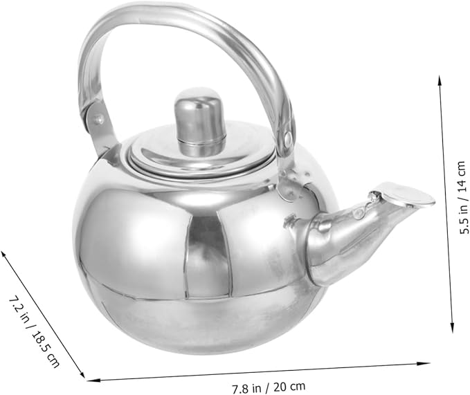 Thickened Stainless Steel Tea Kettle with Fine Mesh Strainer Small Teapot for Home Brewing Loose Leaf Tea Easy Pour Handle Household Water Kettle