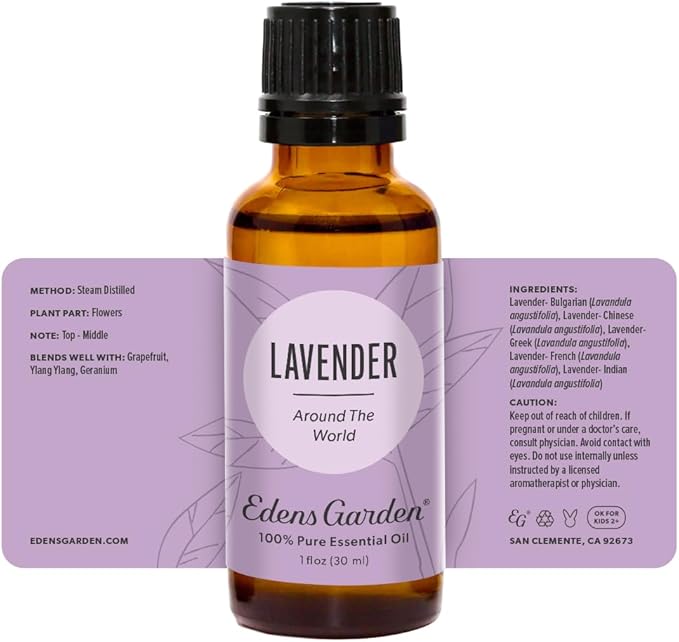 Edens Garden Lavender Around The World Essential Oil- 100% Pure Premium Grade, Undiluted, Natural, Therapeutic, Aromatherapy, The Best for Diffuser, Skin, Face, Candle 30 ml (1 fl oz) EdensGarden