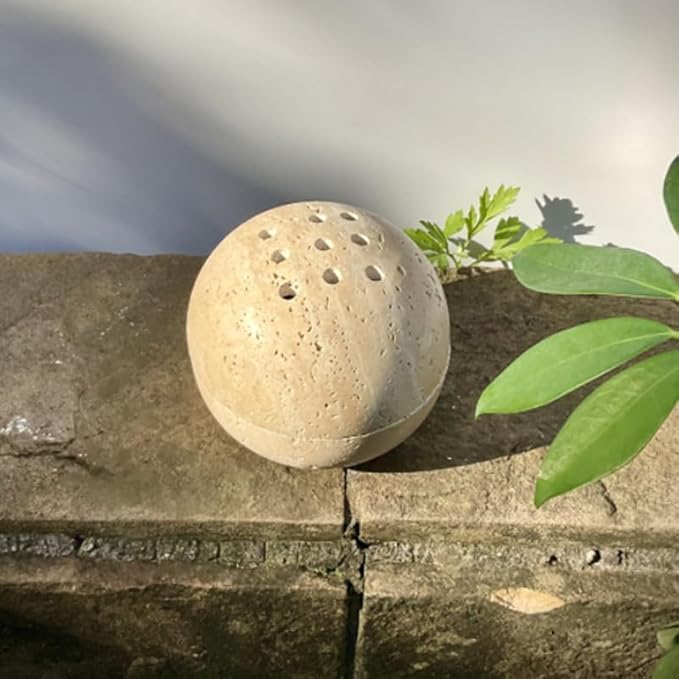 Handmade Travertine Stone Incense Resin Burner Holder – Natural Stone Incense Burner with Brass Insert for Home Decor & Relaxation - Bloomnest