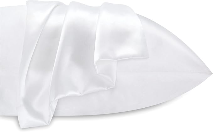 BEDELITE Satin Pillowcase for Hair and Skin, Super Soft and Cooling Similar to Silk Pillow Cases 2 Pack with Envelope Closure, Gift for Women Men(20"x36" King Size, White) - Bloomnest