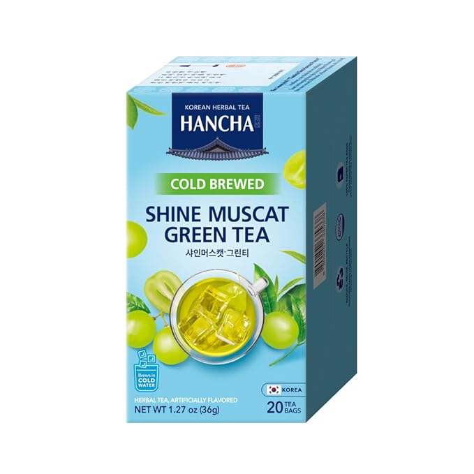 Damtuh Shine Muscat Green Tea Cold Brew – Refreshing Fruit Green Tea with Real Leaves & Muscat Flavor – Lightly Caffeined Iced Herbal Tea Bags for Summer Hydration (1.8g x 20 Count) - Bloomnest