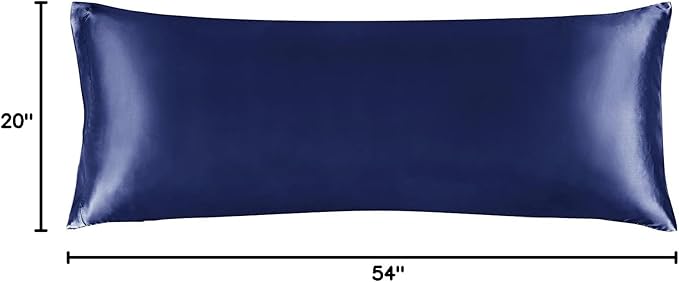 BEDELITE Satin Body Pillow Cover, Super Soft and Cooling Body Pillow Pillowcase for Hair and Skin, Breathable Silky Full Long Pillowcase Cover(20"x54", Navy) - Bloomnest