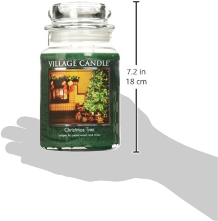Village Candle Christmas Tree Large Glass Apothecary Jar Scented Candle, (26oz), Green - Bloomnest