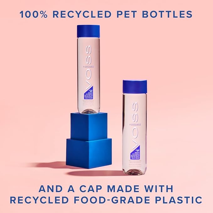 VOSS+ Aquamin Enhanced Water - Pack of 12 Bottles, 850ml Each - Purified Hydrating Water - 74 Trace Minerals & Electrolytes - Perfect for Active Lifestyles, at the Gym & on Hot Days - Recycled PET Bottle - Bloomnest