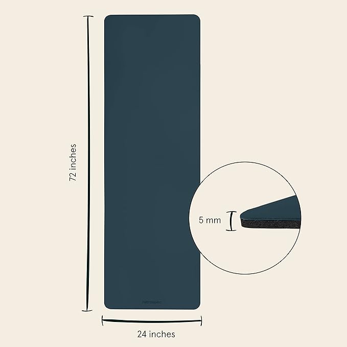 Retrospec Laguna 5mm Yoga Mat - Fitness Mat for Women, Men & Children, Slip-Resistant and Moisture Absorbing Exercise Mat for Home, Pilates, Yoga and Floor Workouts - Bloomnest
