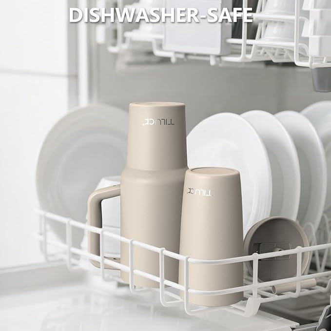 TILUCK 30 oz Tumbler with Handle, Vacuum Insulated Stainless Steel Travel Mug with 100% Leak-Proof Silicone Straw Lid, Cupholder Friendly Water Bottle(DarkBlue, 30oz)