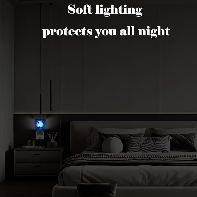 Floating Sharks Night Light,Plug-in Nightlights Auto Sensor Night Lamp Dusk to Dawn Lamp Home Decor for Nursery Children Girls Boys