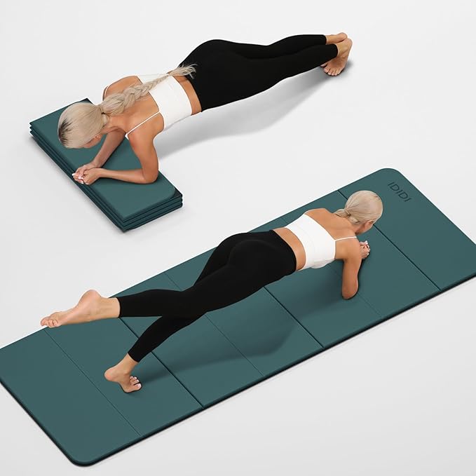 Foldable Yoga Mat Extra Thick 0.32 Inches Eco-Friendly POE Material, Non-Slip Design Fitness Mats, Multi-Purpose Workout Mats For Studio or Home Use (71 x 24 x 0.32 inches) - Bloomnest