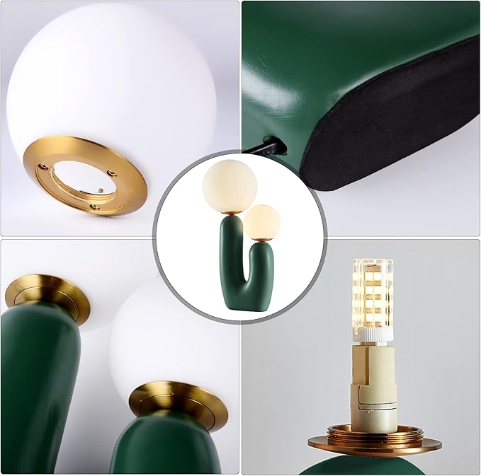 Arturesthome Nightstand Desk Lamp, Creative Nordic Living Room Bedside Bedroom Table Lamp with Light Bulbs, Green - Bloomnest