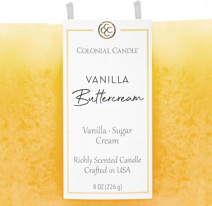 Colonial Candle Vanilla Buttercream Scented Candle Jar, Highly Fragranced Candles for Home Scented, Mottled Wax Candle, 2 Wick, 8 oz - Made in The USA - Bloomnest