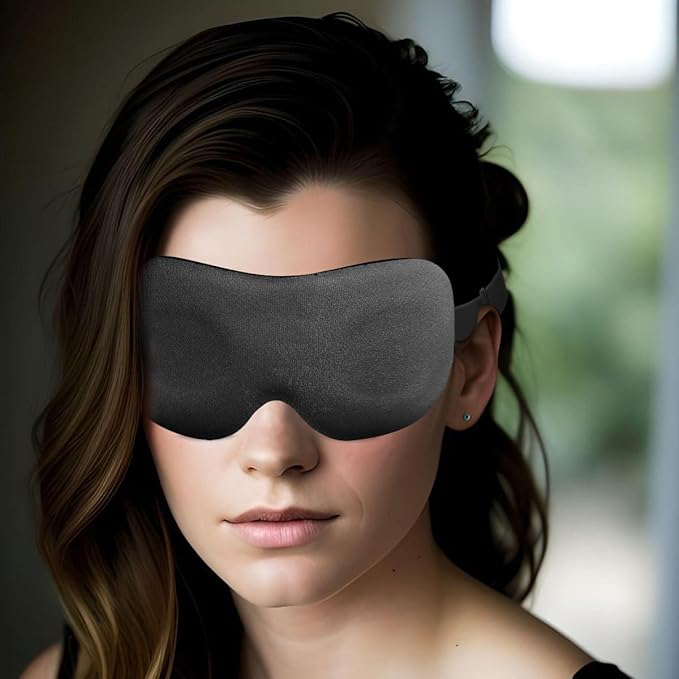 DTS Eye Sleep Mask for Side Sleepers Men Women Zero Eye Pressure 3D Cups Complete Light Blocking Night Blindfold with Adjustable Strap Shade Cover Sleeping Mask for Travel Nap Work Home (Black) - Bloomnest