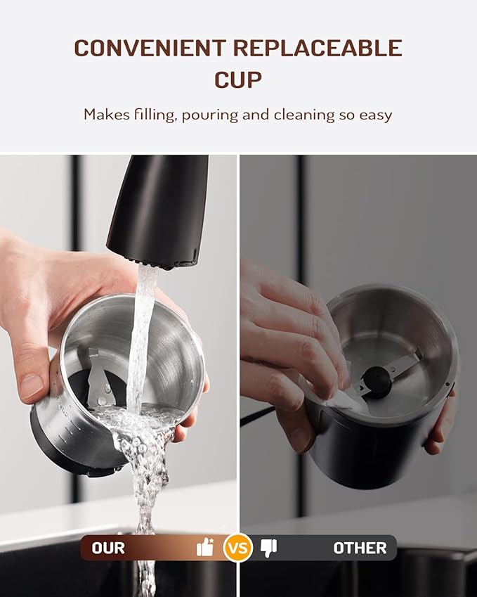 SHARDOR Electric Super Silent Blade Coffee Grinder, Timed Grind Control Rotary Knob, Adjustable Coarse to Fine for Coffee Beans, Spices & Herbs, with 1 Removable Stainless Steel Bowl, Sliver - Bloomnest