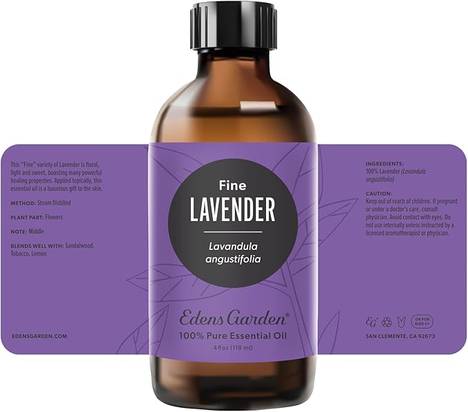 Edens Garden Lavender-Fine Essential Oil- 100% Pure Premium Grade, Undiluted, Natural, Therapeutic, Aromatherapy, The Best for Diffuser, Candle, Humidifiers, Kid Safe 118 ml (4 fl oz) EdensGarden