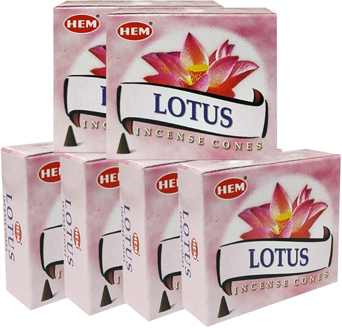 TRUMIRI Incense Cone Holder Bundle with Hem Lotus Incense Cones - Pack of 6 (Approx 60 Cones) TRUMIRI