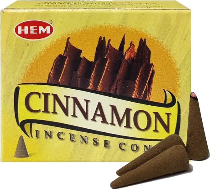 TRUMIRI Incense Cone Holder Bundle with Hem Cinnamon Incense Cones - Pack of 6 (Approx 60 Cones) TRUMIRI