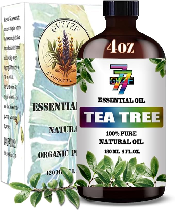 Tea Tree Essential Oil (4 oz/120 ml) — Tea Tree Oils for Aromatherapy, diffusers, humidifiers, Home fragrances, DIY Skincare, soap Making, DIY Candle, Relaxation, Yoga, and Meditation GV77ZFESSENTIALOILBUYNOW