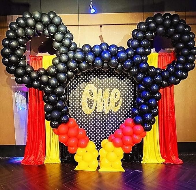 166Pcs Red Yellow Black Balloon Garland Arch Kit - Mouse Party Decorations with 18 12 10 5 Different Sizes Latex Party Balloons for Birthday Baby Shower Cartoon Game Theme Backdrop Decorations - Bloomnest