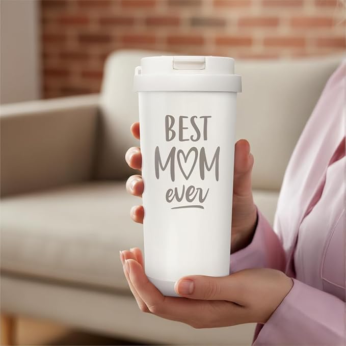 Best Mom Ever Tumbler - Stainless Steel 2-in-1 Lid Coffee Tumbler 18 oz, Mom Insulated Travel Mug Gift for Women Mother, Birthday Christmas Mother's Day - Bloomnest