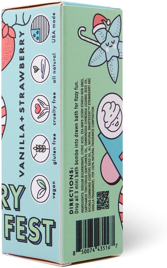 Dabble & Dollop Totally Tub-ular Tidings Merry Fizzfest Mini Bath Bombs Stocking Stuffer - Holiday Gift Set of Three Fizzy Natural Bath Bombs for Kids (Pack of 4) - Bloomnest