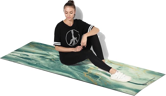 Shakti Warrior Shanti PU Yoga mat - Artist Designed, Premium eco friendly mats, Non Slip, Non Toxic, Great for Regular & Hot Yoga, Pilates and Work out (72 inch x 28 inch x 5mm Thick)k out (72 inch x 28 inch x 5mm Thick) - Bloomnest