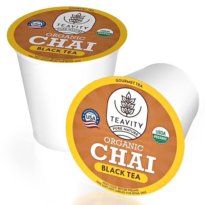 Organic Chai Black Tea Pods for Keurig Naturally Caffeinated by Teavity (24 Tea Pods) - Bloomnest