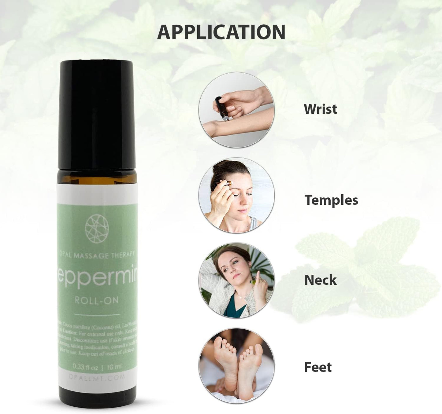 Premium Essential Oil Roll On Opal Massage Therapy (Peppermint)