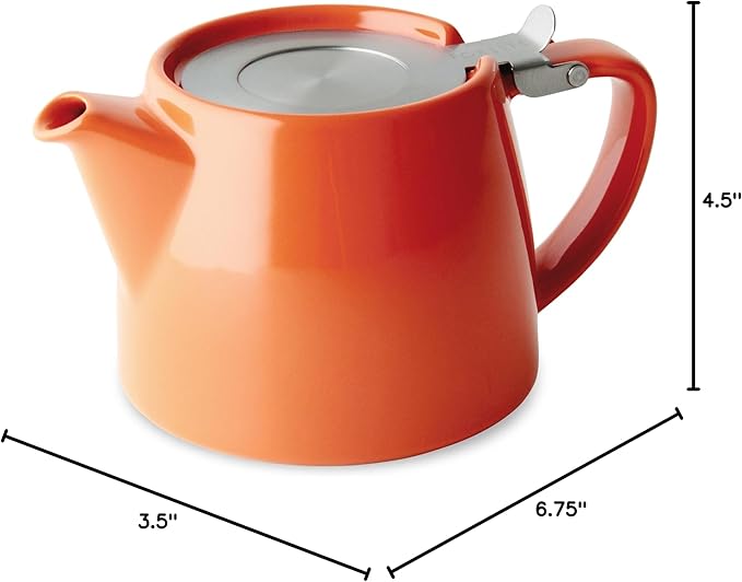 FORLIFE Stump Teapot with SLS Lid and Infuser, 18-Ounce, Carrot - Bloomnest