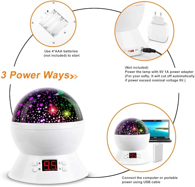 Star Night Light Projector for Kids with Timer - Glow in The Dark Stars and Moon, Best Gift for 1-14 Years Old - Bloomnest