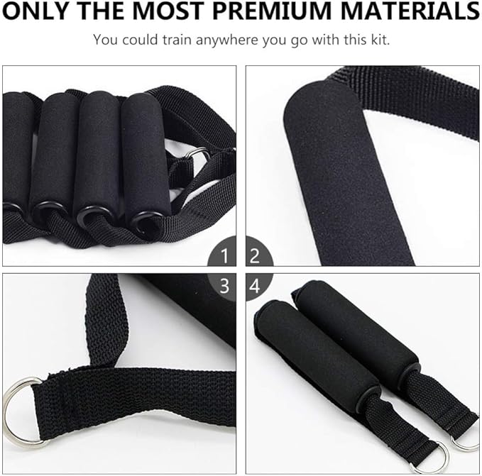 Garneck 4pcs Resistance Band Handles Plastic D Ring Exercise Strap Foam Handle Band Fitness Equipment for Home Gym Overhead Strength Training Stretching Black - Bloomnest