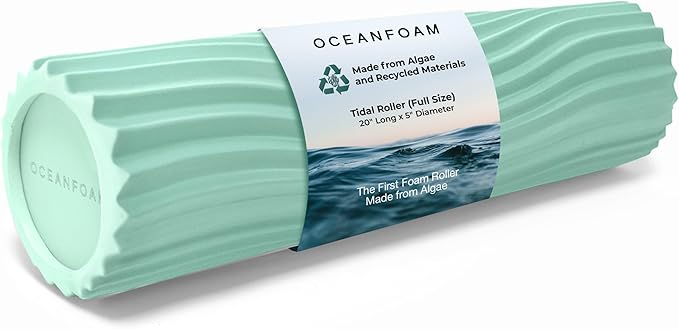 Oceanfoam Tidal Roller - Seafoam - Muscle Massage Foam Roller for Back Pain & Stretching - Firm and Ergonomic Wide Wave Textured - Yoga, Athletics, & Wellness - Full Size, 20" x 5" - Bloomnest
