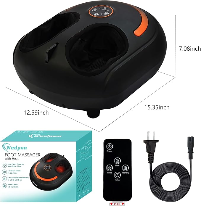 Foot Massager with Heat Shiatsu Foot Massager with Remote Deep Kneading Relief for Tired Electric Feet Massage Machine for Home and Office Gifts for Mom Dad Black - Bloomnest