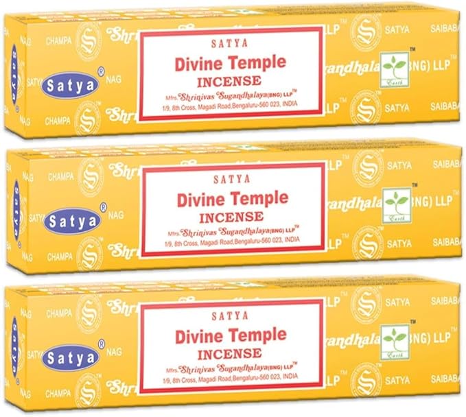 3 Packs Original Satya Sai Baba Nag Champa Incense Sticks Joss Insence - Insense 15g x 3 Box NagChampa Agarbatti (Divine Temple) Satya