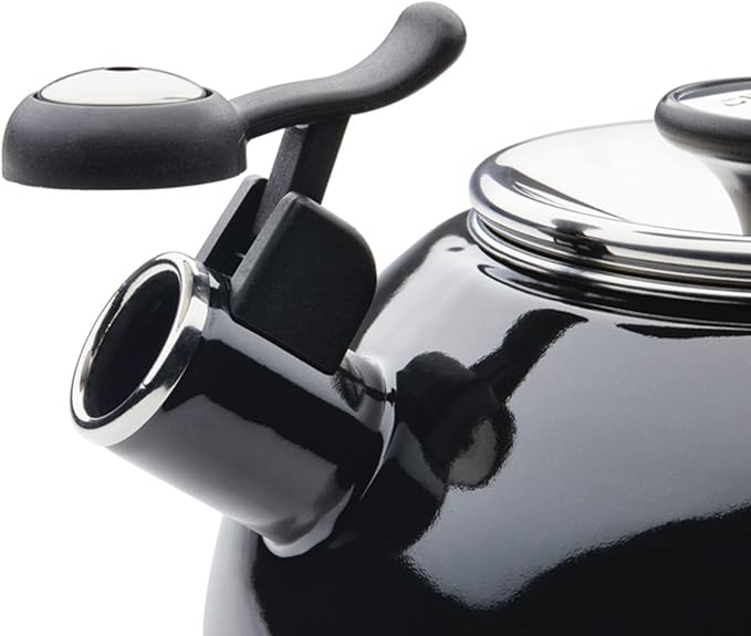 Circulon Enamel on Steel Whistling Teakettle/Teapot With Flip-Up Spout, 2 Quart - Black - Bloomnest