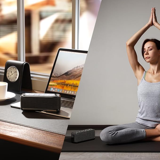 Sound Machine with Bluetooth Speaker, Rechargeable White Noise Machine, Powerful Battery for Sleep, Office, Privacy, Timers Memory Function, 15 Soothing Sound, White Noise, Rain, Fan, Ocean - Bloomnest