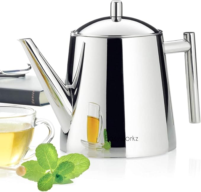 Easyworkz Stainless Steel Teapot with Removeable Infuser 27 oz Stovetop Tea Maker for Fruit Herbal and Infusion Tea - Bloomnest