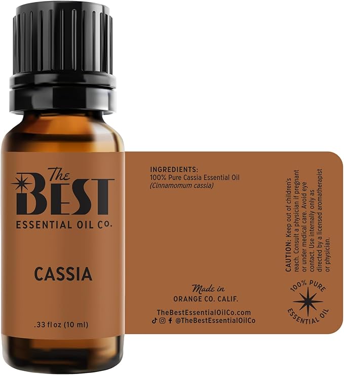 The Best Cassia Essential Oil- Premium Grade- 100% Pure & Natural for Aromatherapy, Diffuser, Spa, Massage, Air Freshener- 10 ml (.33 fl oz) - Bloomnest