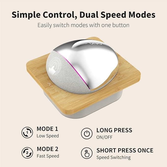 Breo Portable Mini Scalp Massager β IPX7 Waterproof Rechargeable Head Massager for Scalp Relax, Stress Relief Tool with Bamboo Wood Charging Base, Removable Massage Nodes (Silver with Base) breo