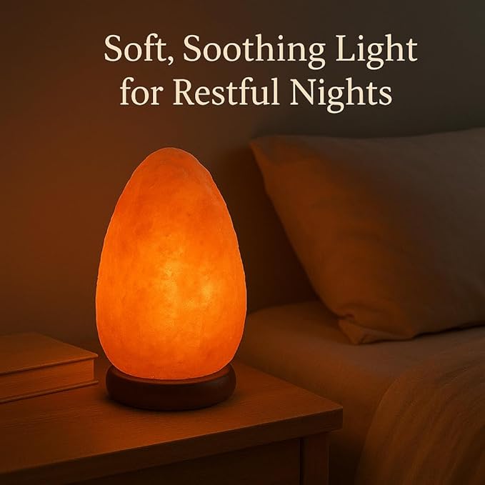 Himalayan Glow Natural Himalayan Salt Lamp, Crystal Salt Lamps, Real Wood Base with Dimmer Switch, Handmade Salt Lamp, Gift Lamp, Holiday Gift, ETL Certified | 6-8 LBS - Bloomnest