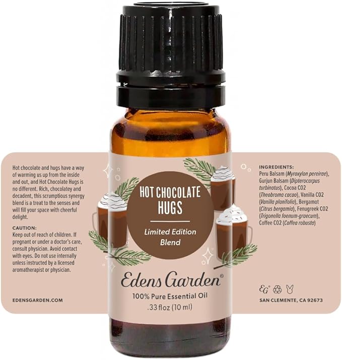 Edens Garden Hot Chocolate Hugs Essential Oil Blend- 100% Pure Premium Grade, Undiluted, Natural, Therapeutic, Aromatherapy, The Best for Diffusing, Candle, Laundry, Humidifiers 10 ml (.33 fl oz) - Bloomnest
