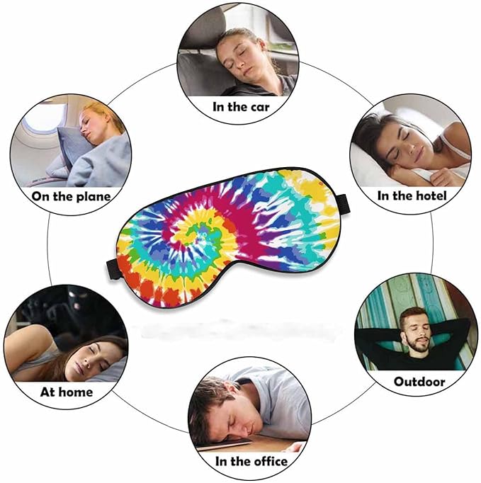 Swirl Sleep Eye Mask Tie Dye Abstract Rainbow Men Women Sleep Mask with Adjustable Strap Eye Cover Eye Shade for Travel, Nap,Meditation - Bloomnest