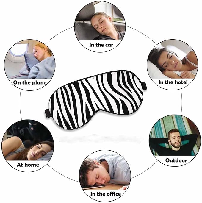 Stripes Sleep Eye Mask Zebra Skin Tiger Abstract Black White Men Women Sleep Mask with Adjustable Strap Eye Cover Eye Shade for Travel, Nap,Meditation - Bloomnest